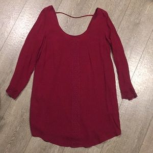 Dark Red Long-Sleeve Dress